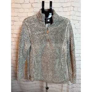 Heathmoor Womens Grey Sherpa‎ Fleece Quarter Zip Pullover Sweater Size M